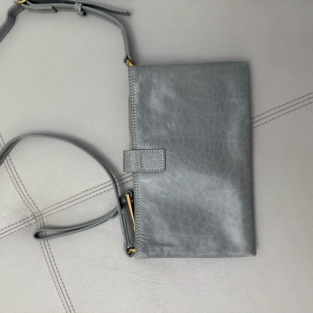Margot Mia Gray Blue Leather Purse Convertible Wristlet Crossbody Bag - Picture 6 of 6